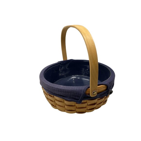 Taskets Renaissance Woven Wood Bread Basket Swing Handle Protective Liner - Picture 1 of 6
